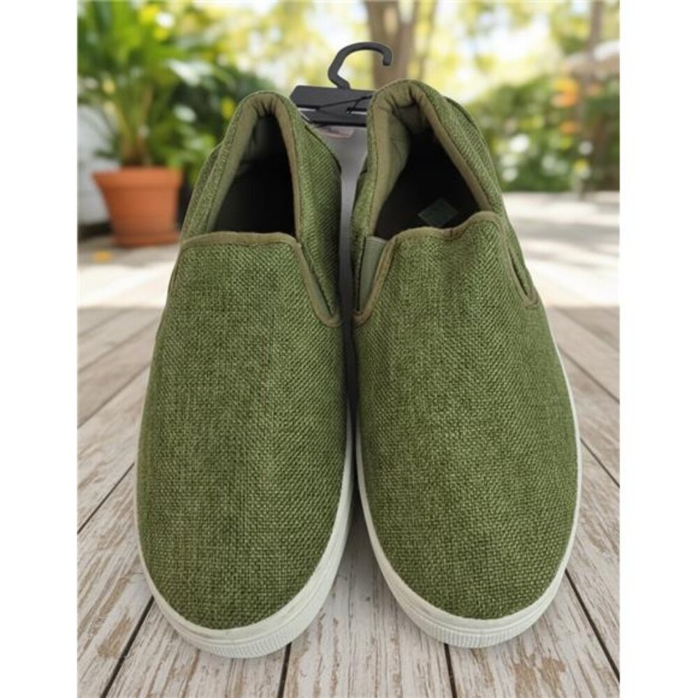 Ashley Blue Slip On Loafers Mens Size 9 Olive Green Woven Casual Shoes New